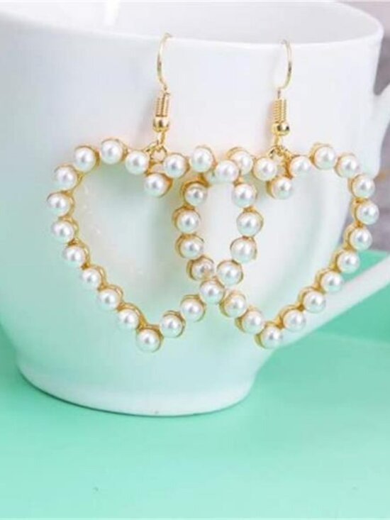 14k Gold/Silver Plated Pearl Drop Dangle Earrings for Women Long Chain Tassel - Picture 6 of 7